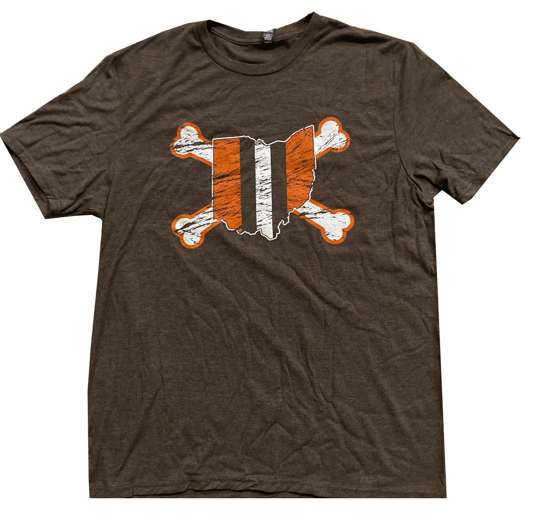 Orange and Brown Ohio Crossbones T-Shirt